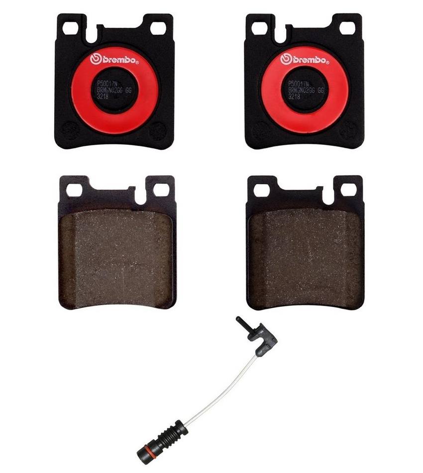 Mercedes Brakes Set Kit - Pads Rear (Ceramic) (with Sensor) 004420932041 - Brembo 2595497KIT